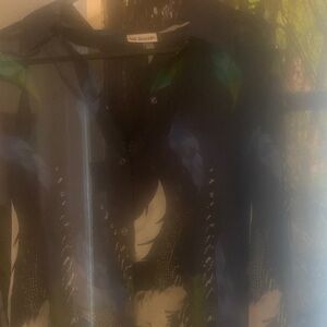 Liz Baker Multicolor Feather Pattern Top